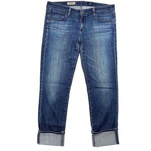 AG Jeans‎ The Stevie Cuff Slim Size 31 Womens Straight Cuffed Blue Denim Jeans